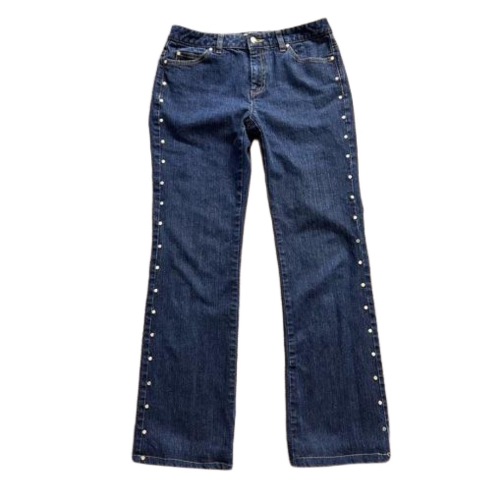 Michael Kors Women’s Studded Dark Wash Blue Jeans Size 4 Hemmed